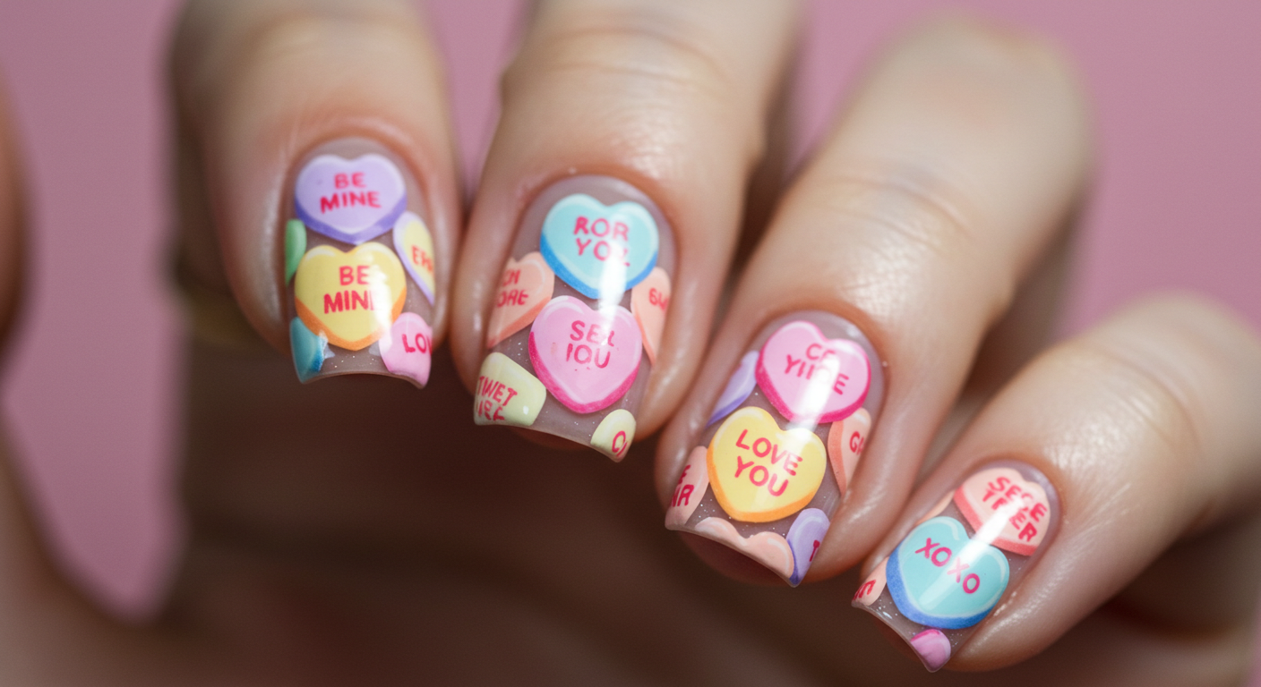 Candy Hearts Collection Valentine Nail