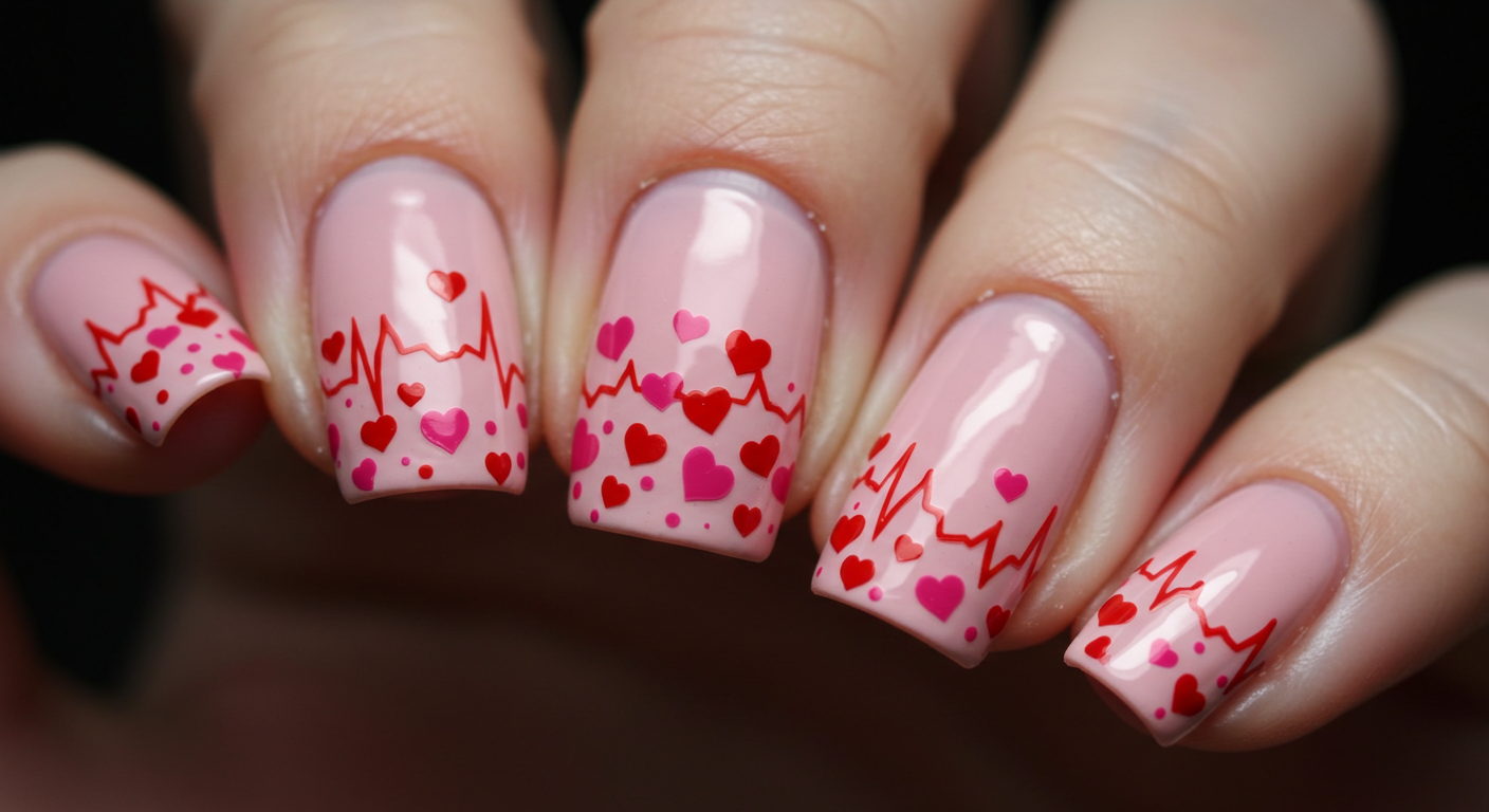 Fluttering Heartbeat Valentine Nail