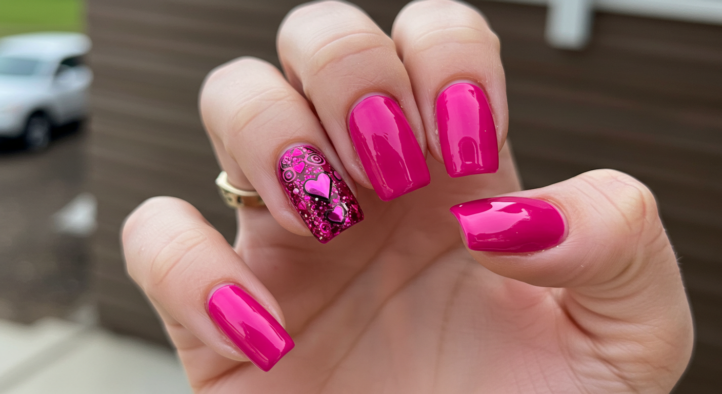 Flirtatious Fuchsia Valentine Nail