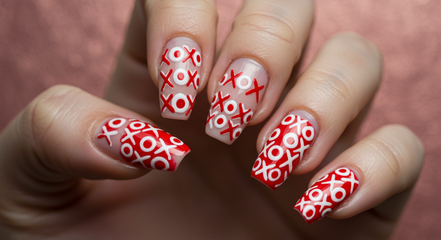 Hugs & Kisses Valentine Nail