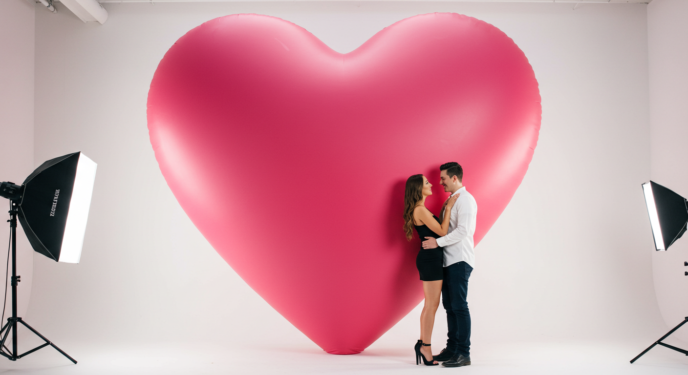 Giant Pink Valentine Heart Backdrop for Photos