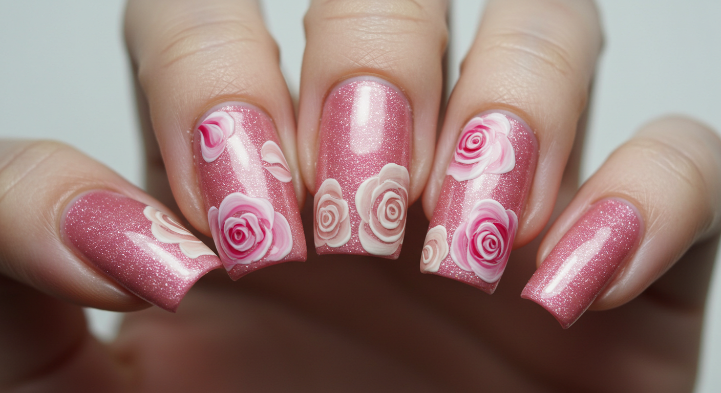 Rose Petal Dreams Valentine Nail