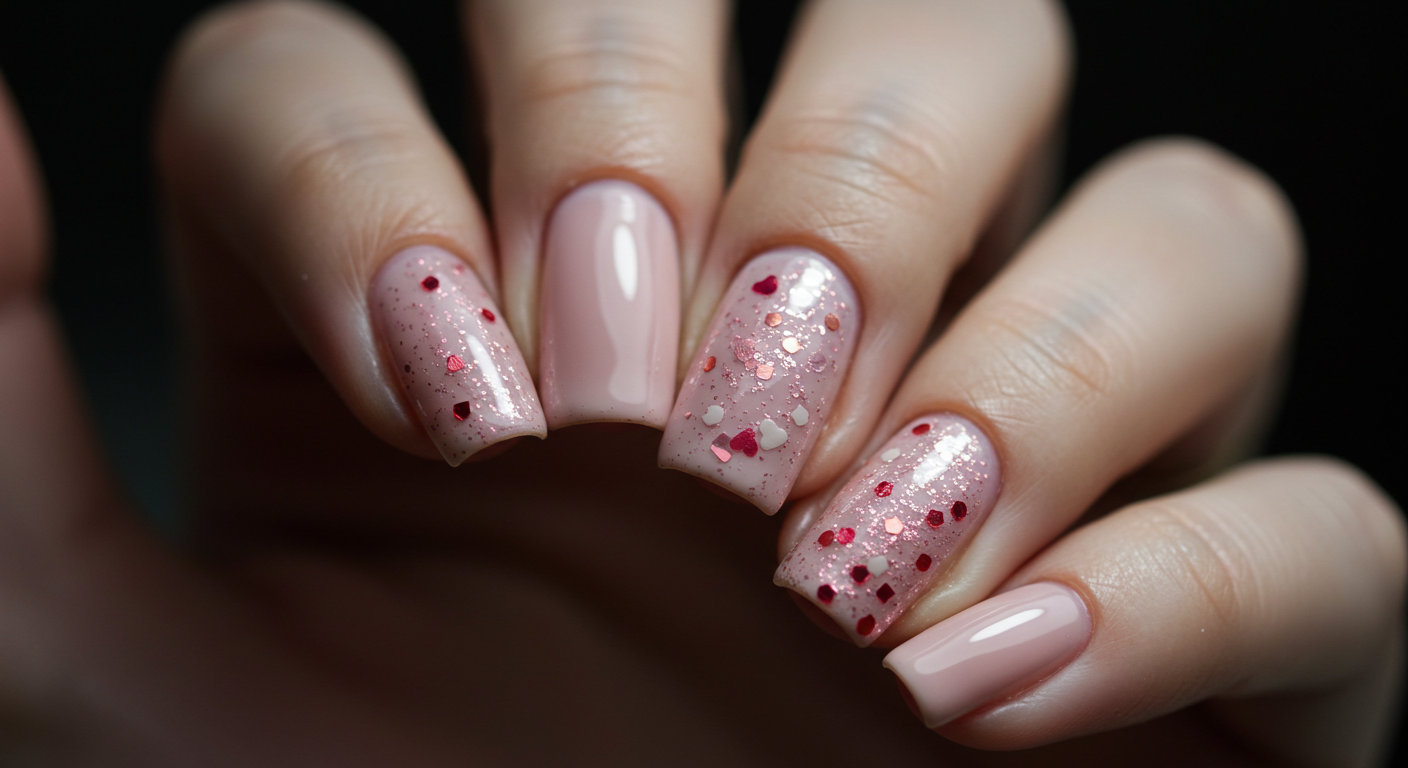 Blush of Love Valentine Nail