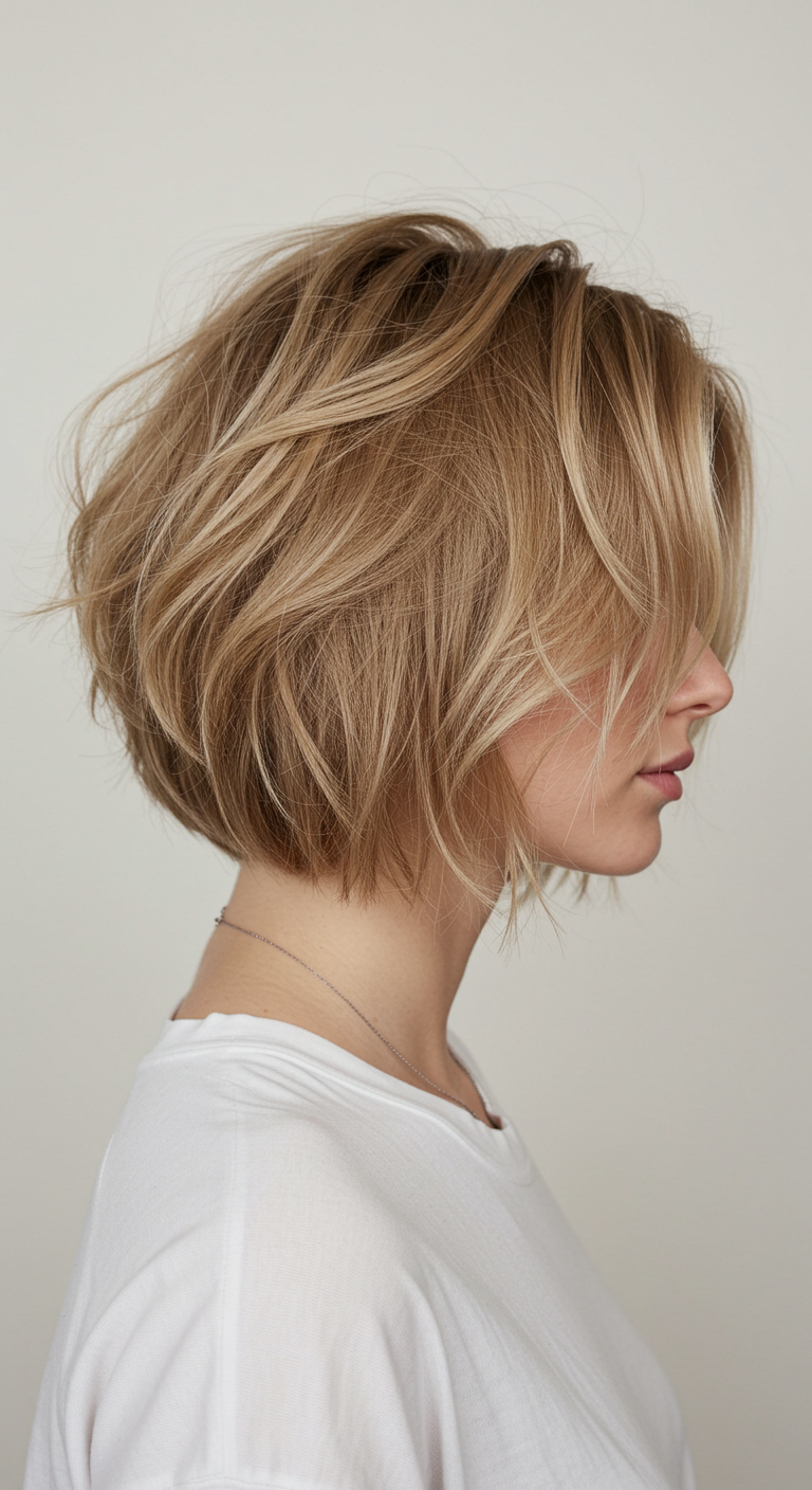 Air-Dried Choppy Bob Hairstyle for Fine Hair