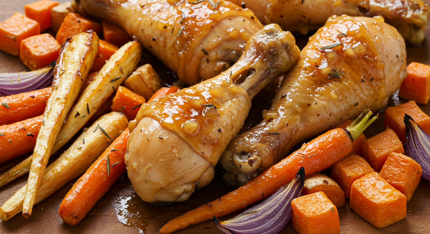 Apple Cider Glazed Chicken with Root Vegetables