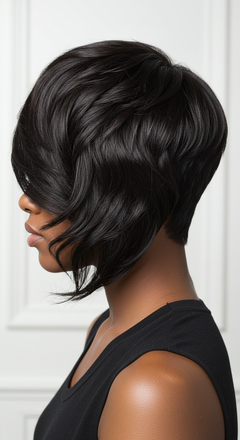Asymmetrical Bob Black Women Hairstyle