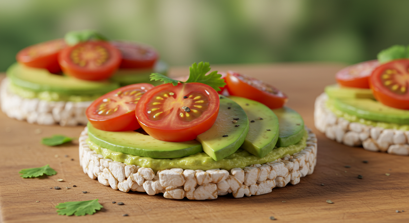 Avocado and Tomato Rice Cake