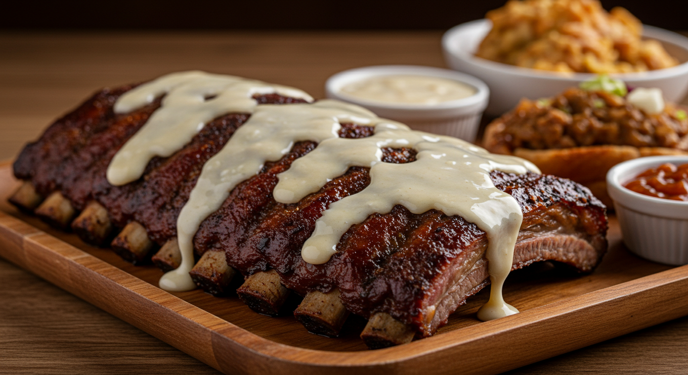 BBQ Pork Ribs with Alabama White Sauce Finish