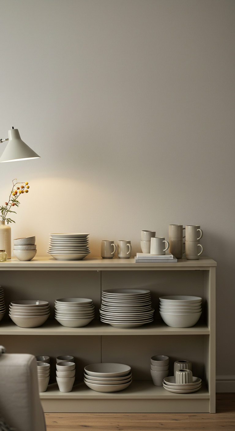 Billy Bookcase as a Sideboard for Extra Dish Storage