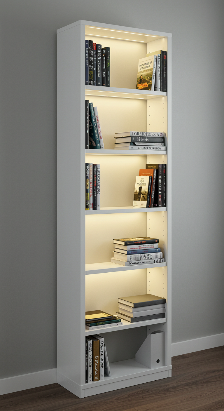 Billy Bookcase with Built-in LED Lighting for a Stylish Office