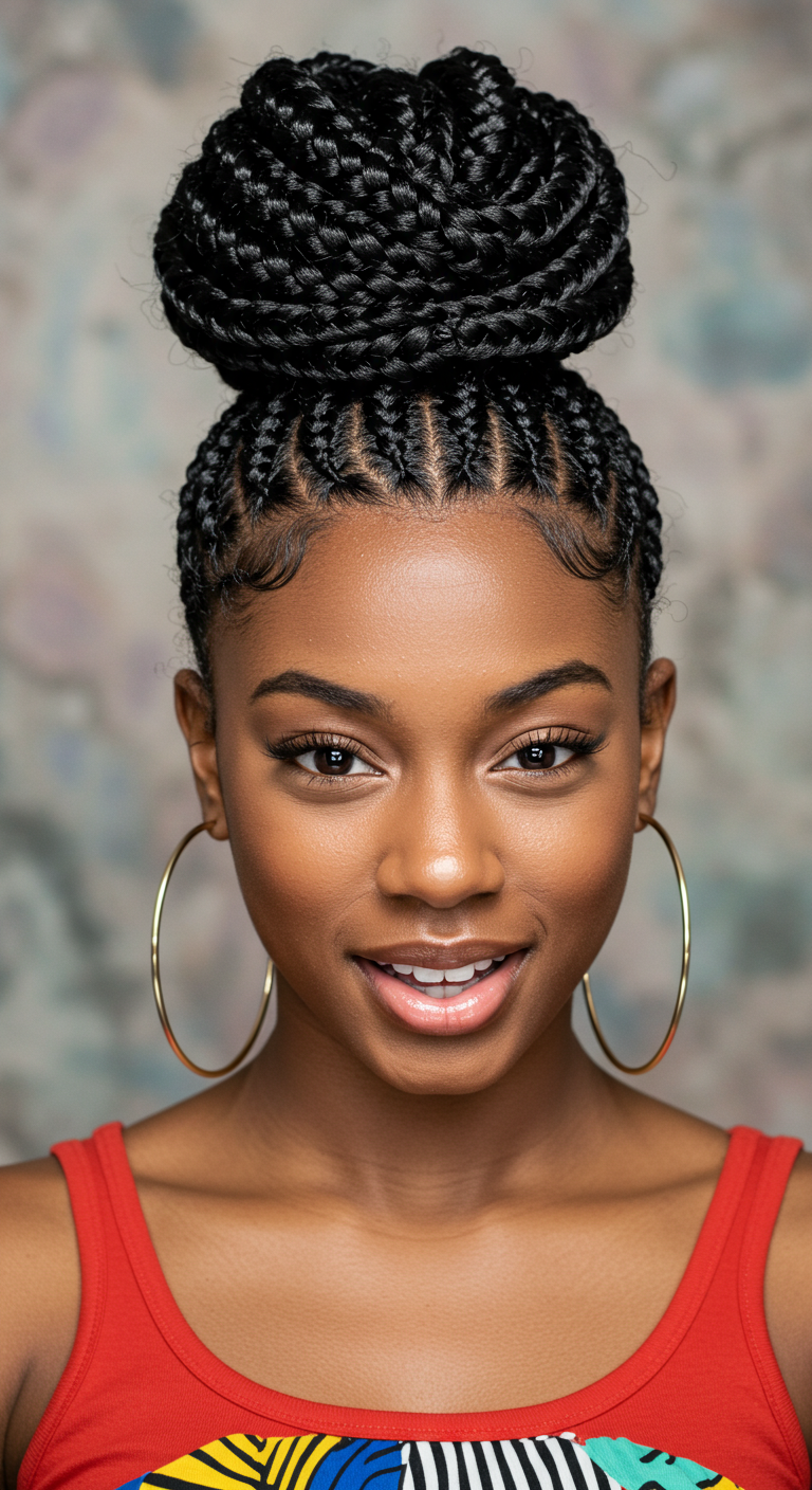 Black Girl Braided Crown Updo