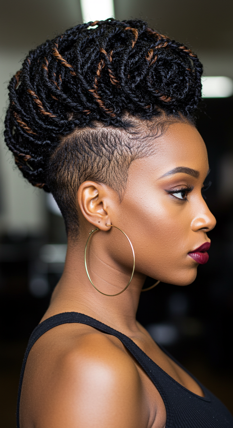 Black Girl Faux Hawk with Flat Twists