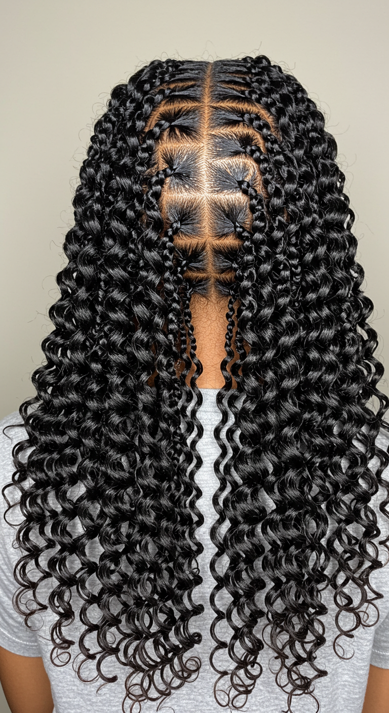 Black Girl Goddess Braids with Curls