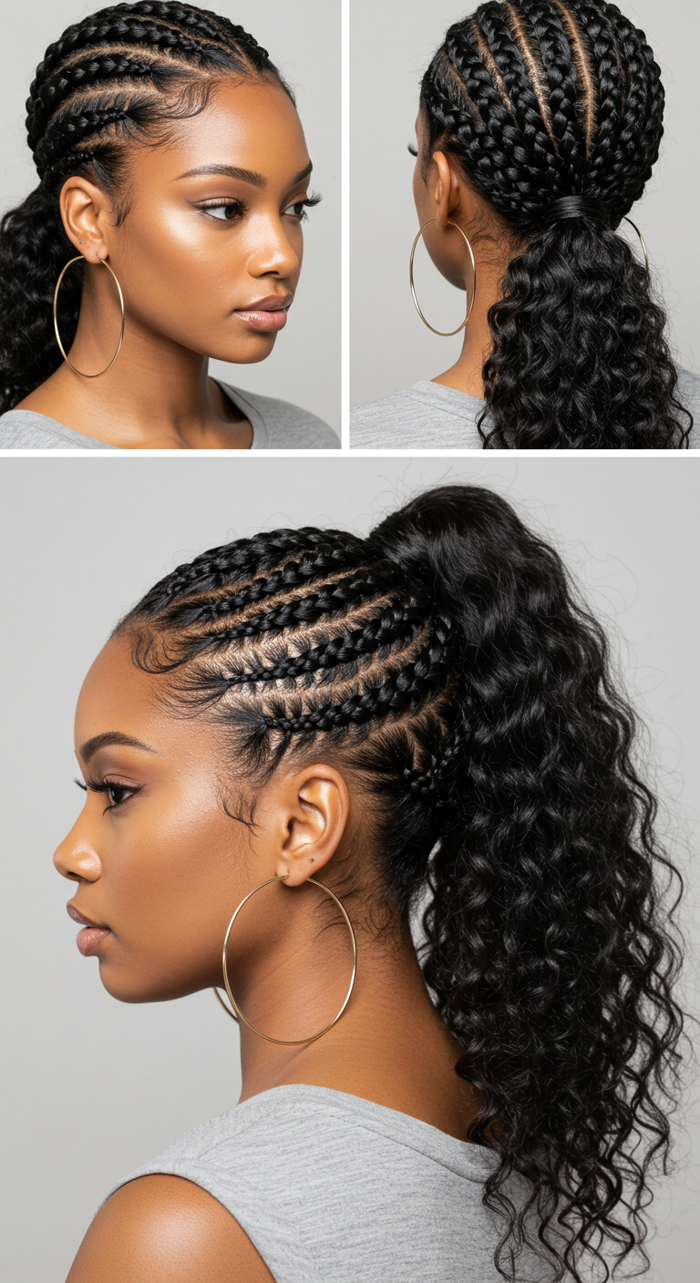 Black Girl Low Ponytail with Braids