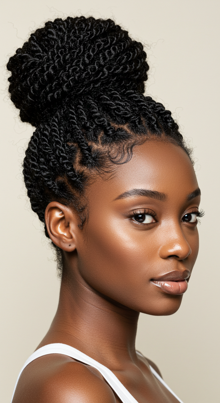 Black Girl Low Twisted Bun
