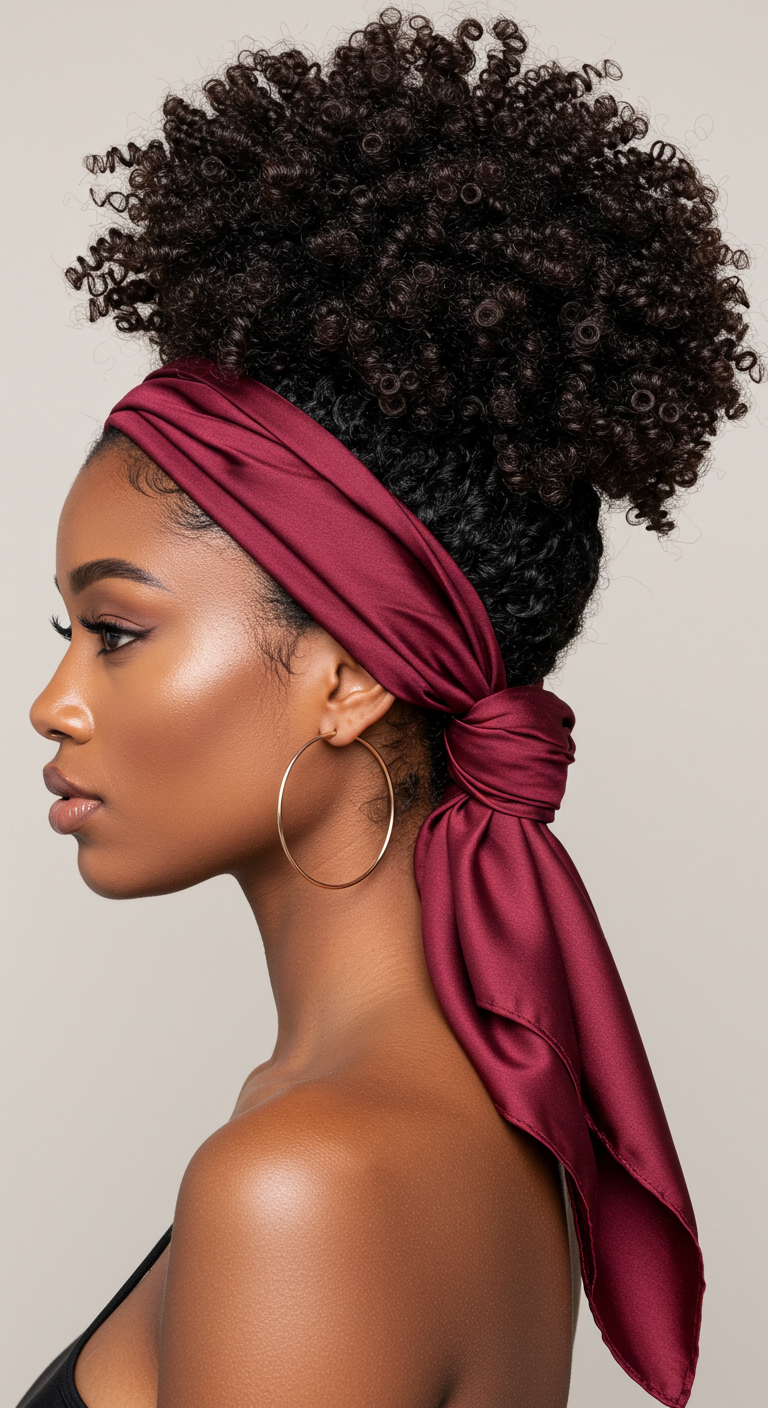 Black Girl Scarf Updo with Twists