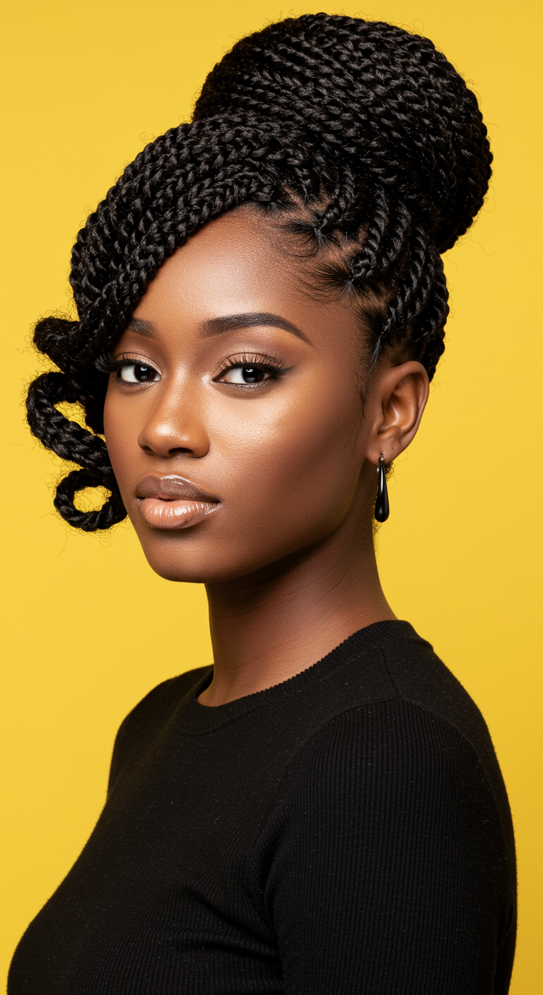 Black Girl Side-Swept Twisted Updo