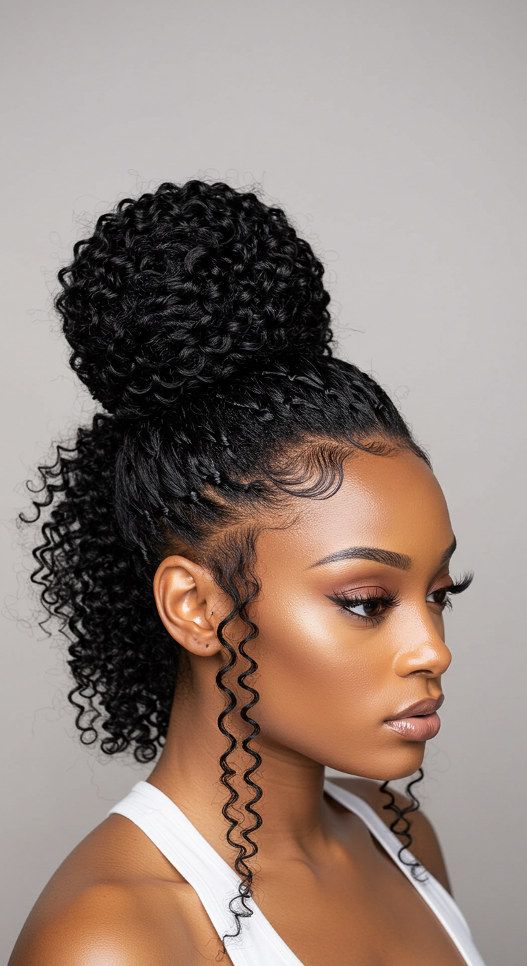 Black Girl Top Knot Bun with Extensions