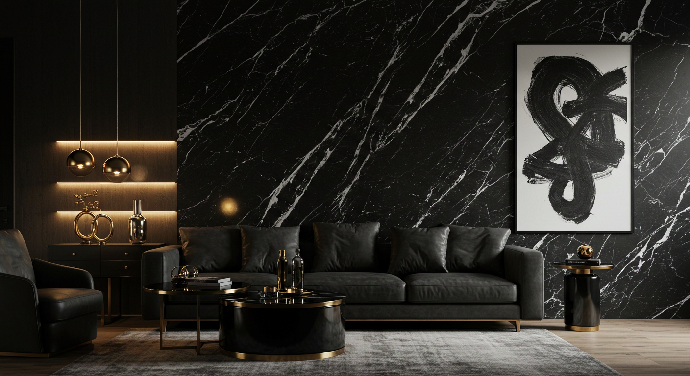 Black and Marble Combination for a Chic Look