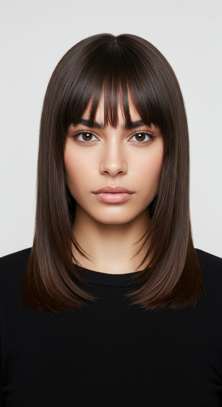 Blunt Bangs with Face-Framing Layers
