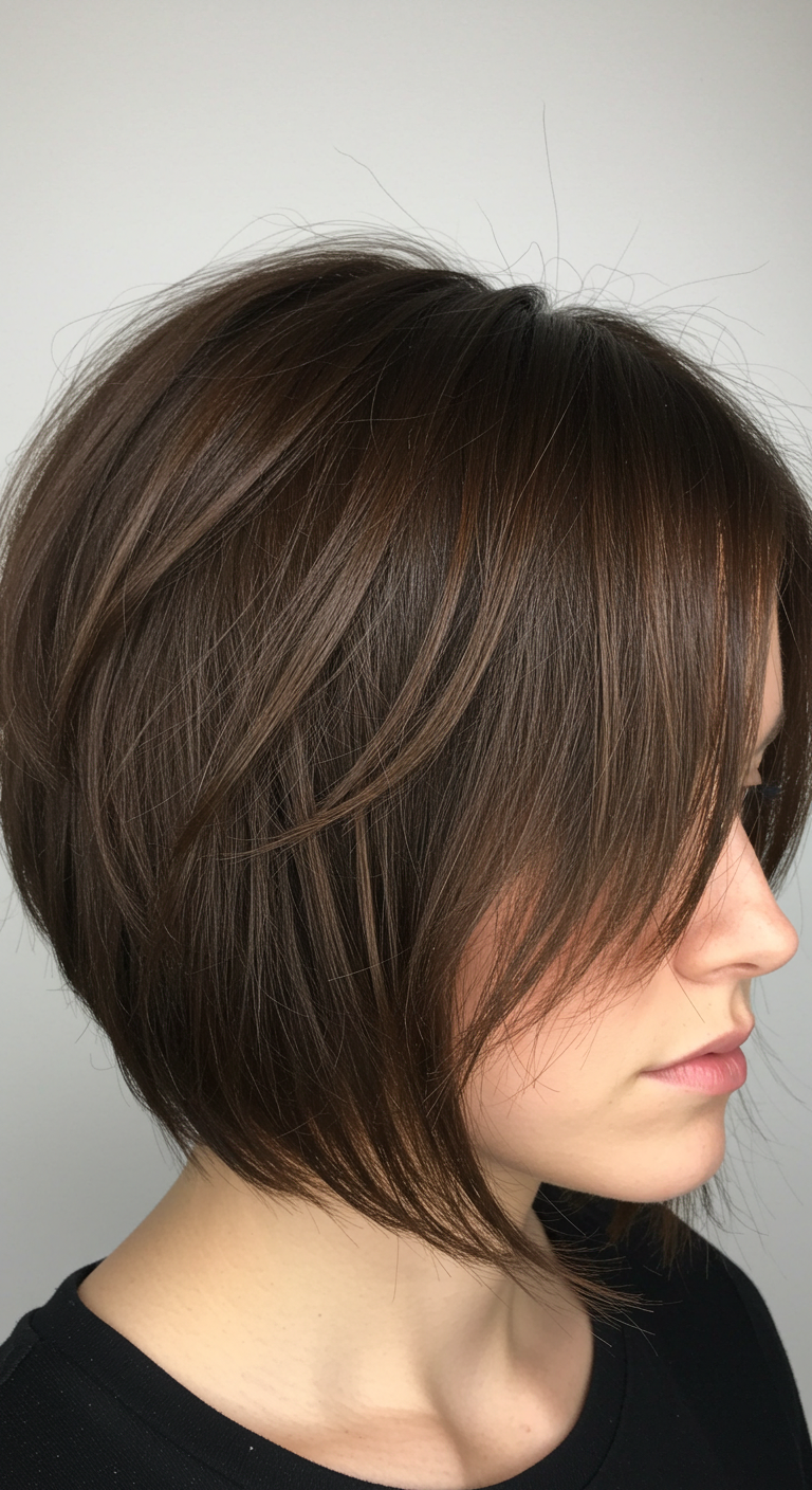 Blunt Cut Choppy Bob Hairstyle with Soft Layers for Fine Hair