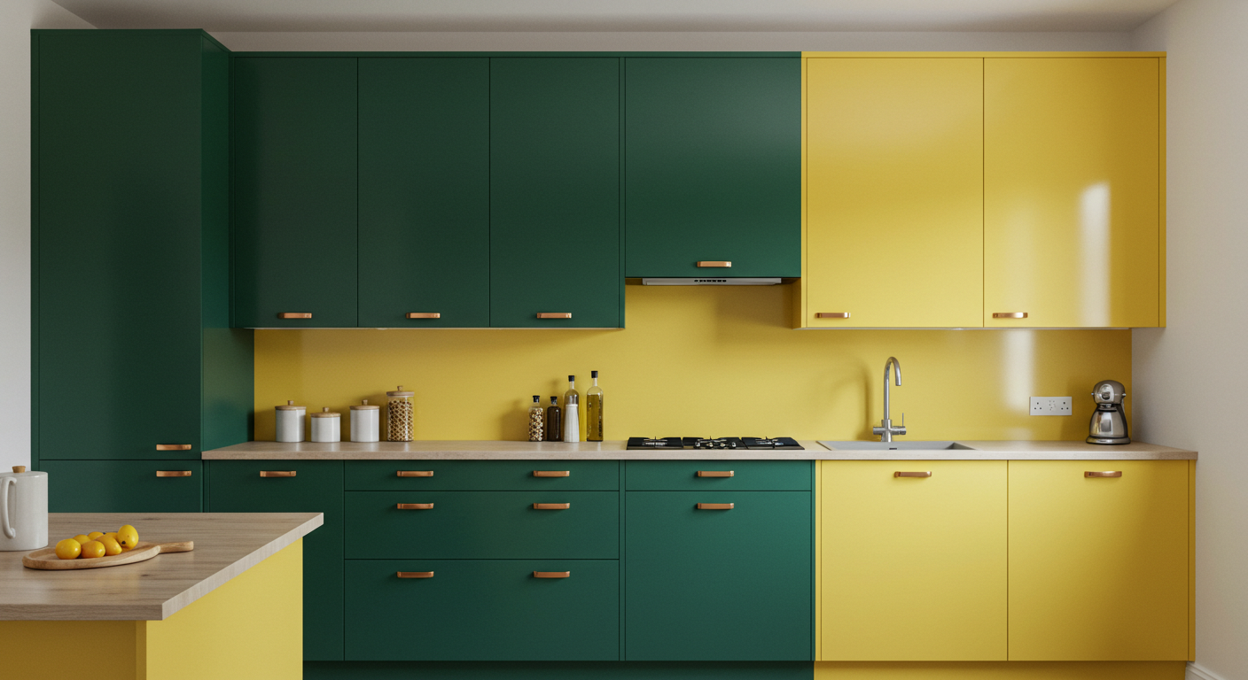 Bold Color Pop Cabinets in Contrasting Tones