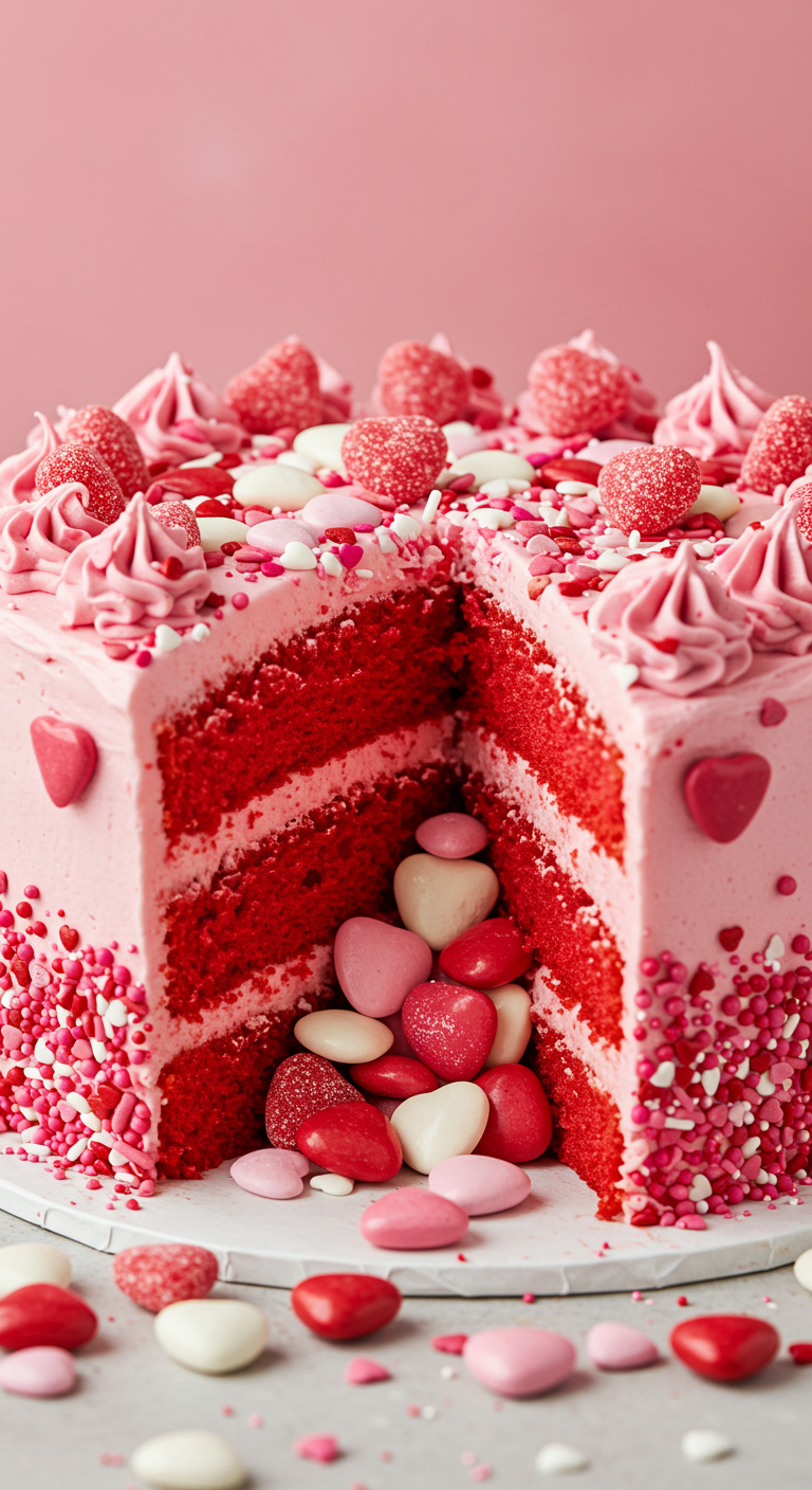 Candy Explosion Valentine Cake