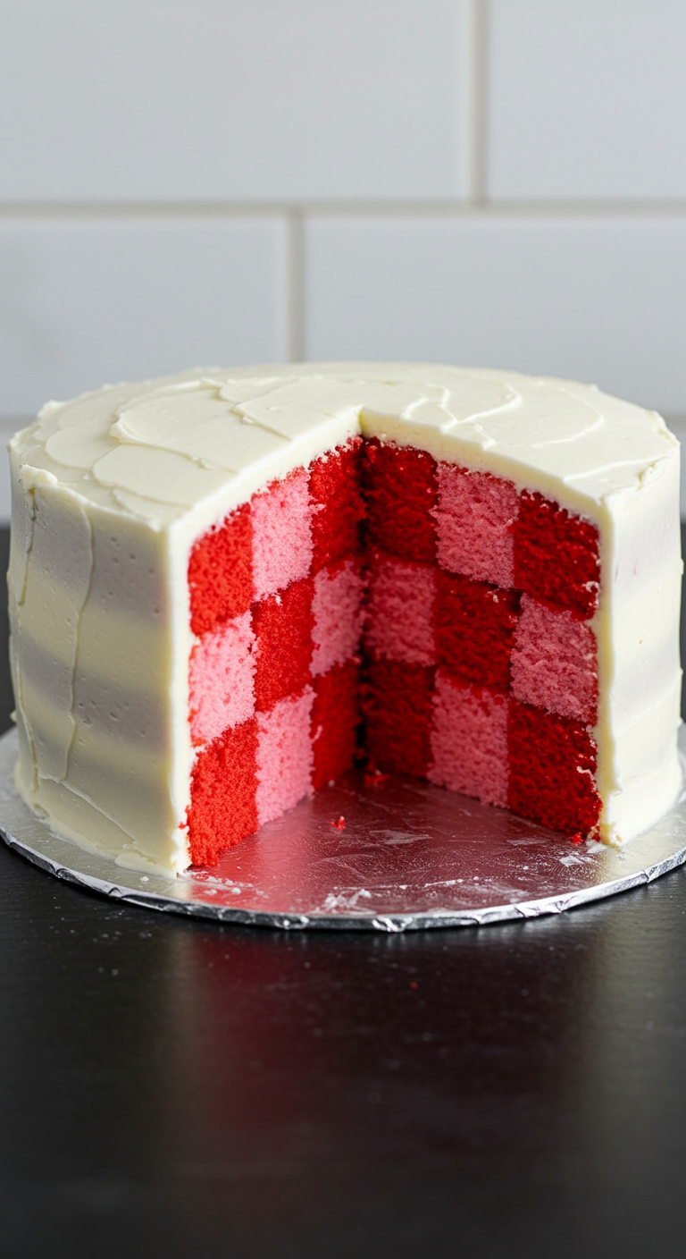 Checkerboard Surprise Valentine Cake