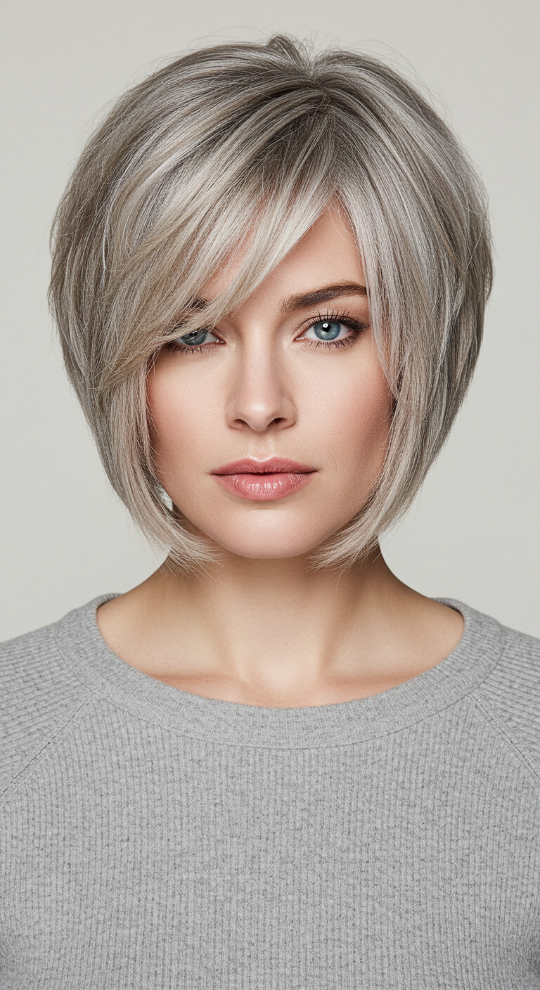 Chin-Length Bob with Side Bangs for Fine Hair