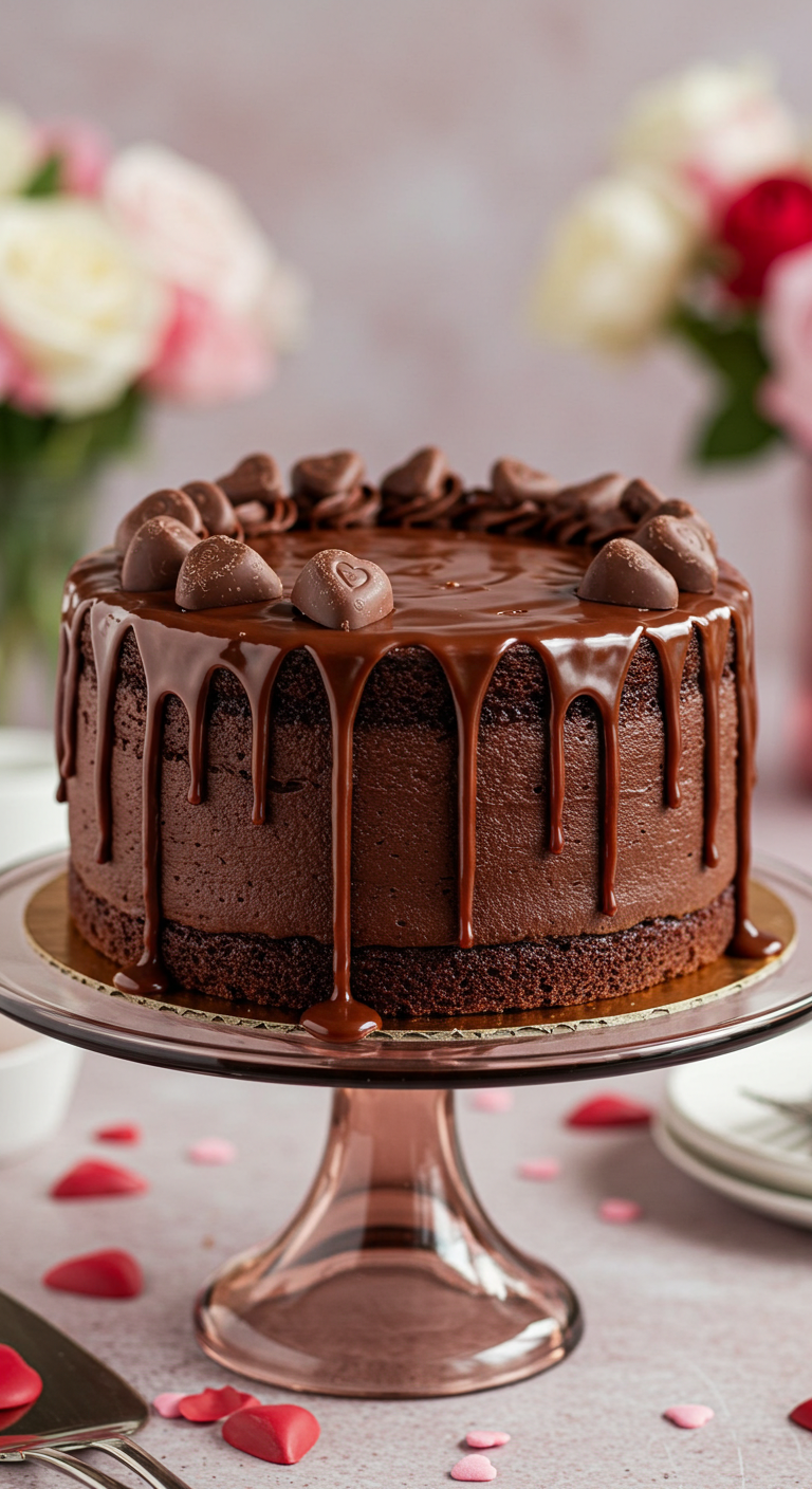 Chocolate Lovers' Drip Valentine Cake