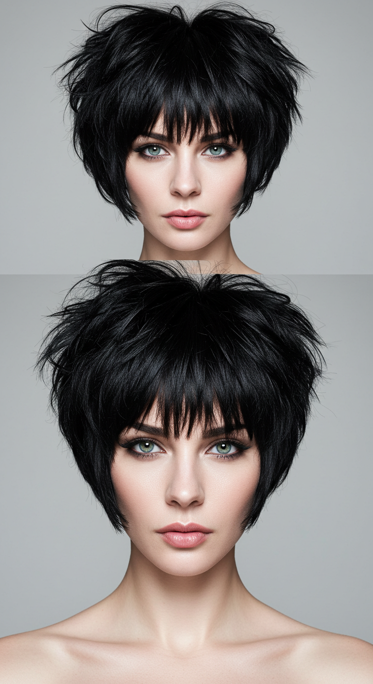 Choppy Bob Hairstyle with Micro Bangs for Fine Hair