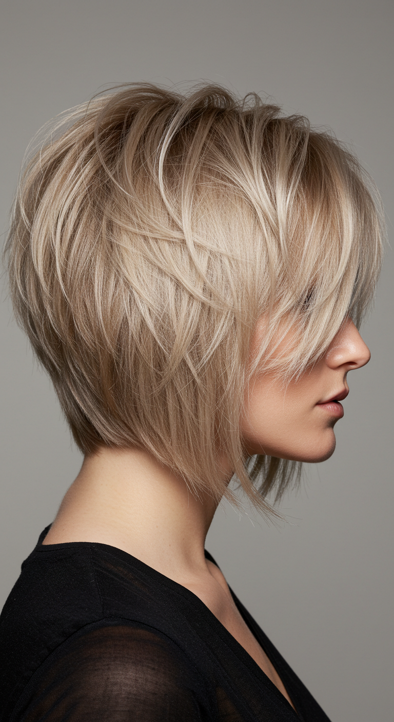 Choppy Bob Hairstyle with Razor Cut Ends for Fine Hair