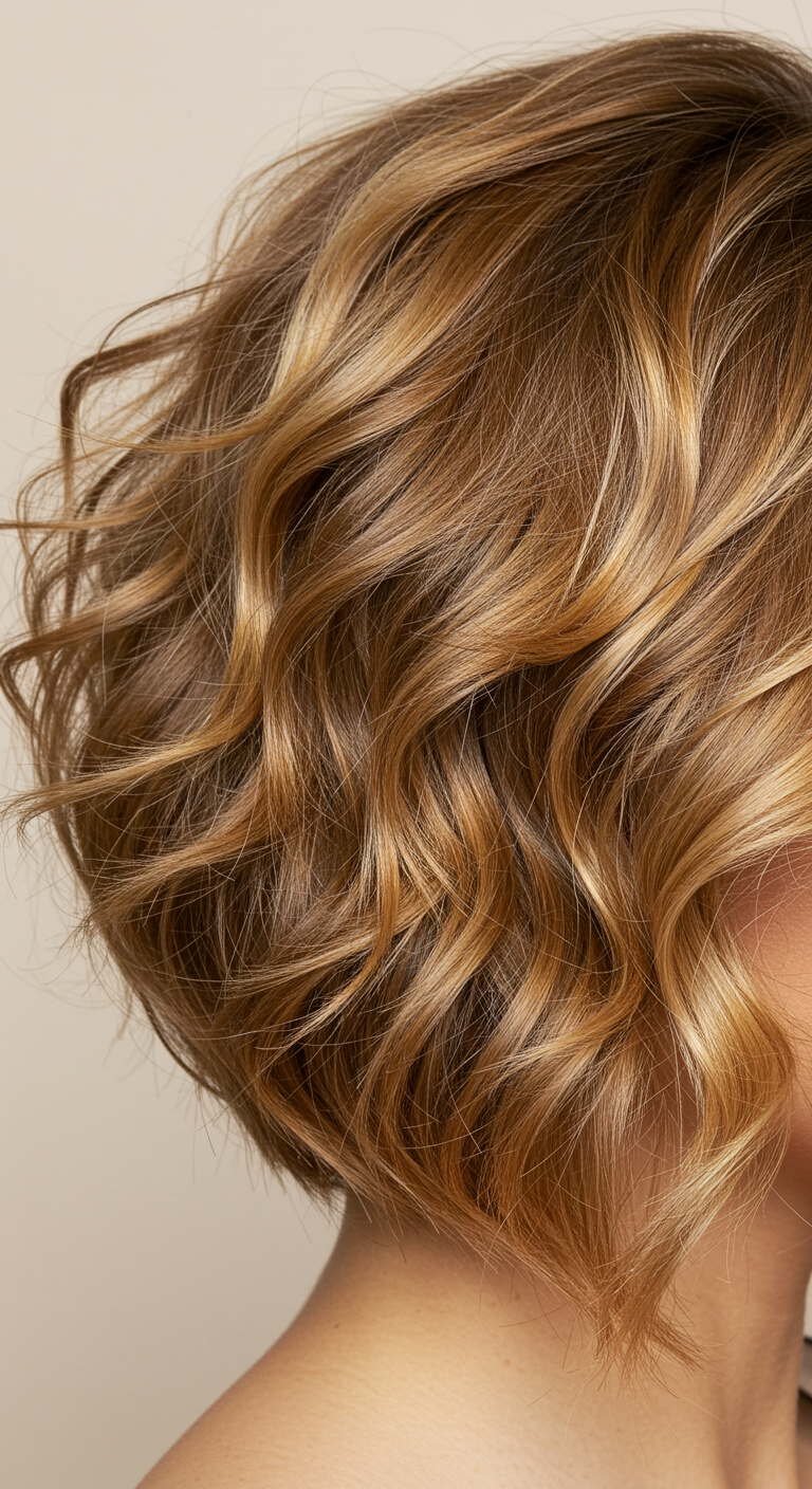 Choppy Bob Hairstyle with Voluminous Curls for Fine Hair