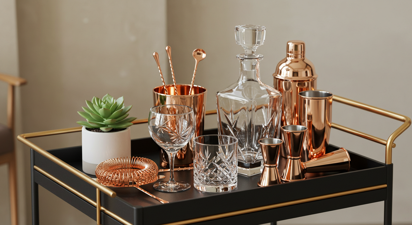 Compact Bar Cart Decor