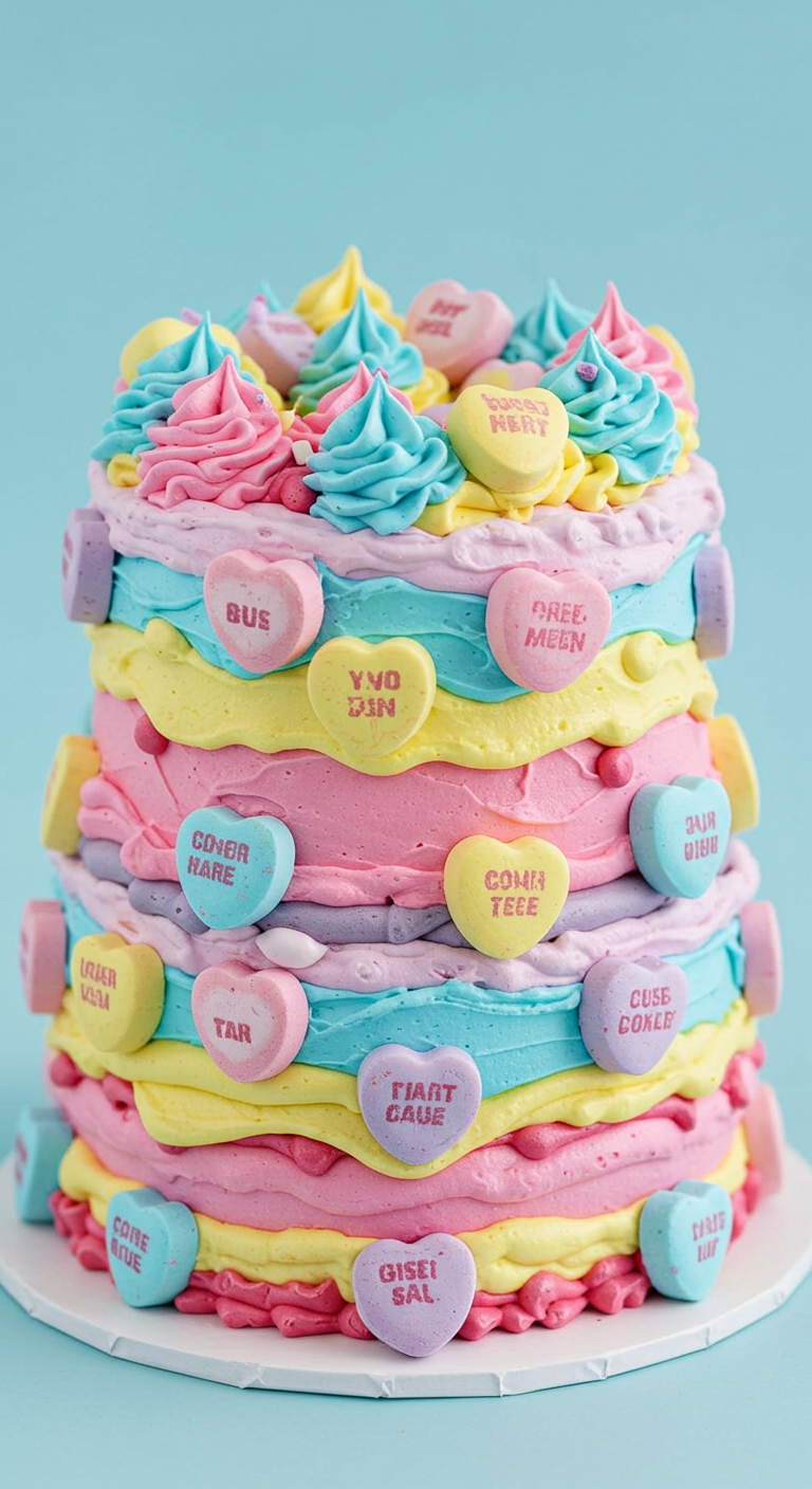 Conversation Heart Valentine Cake