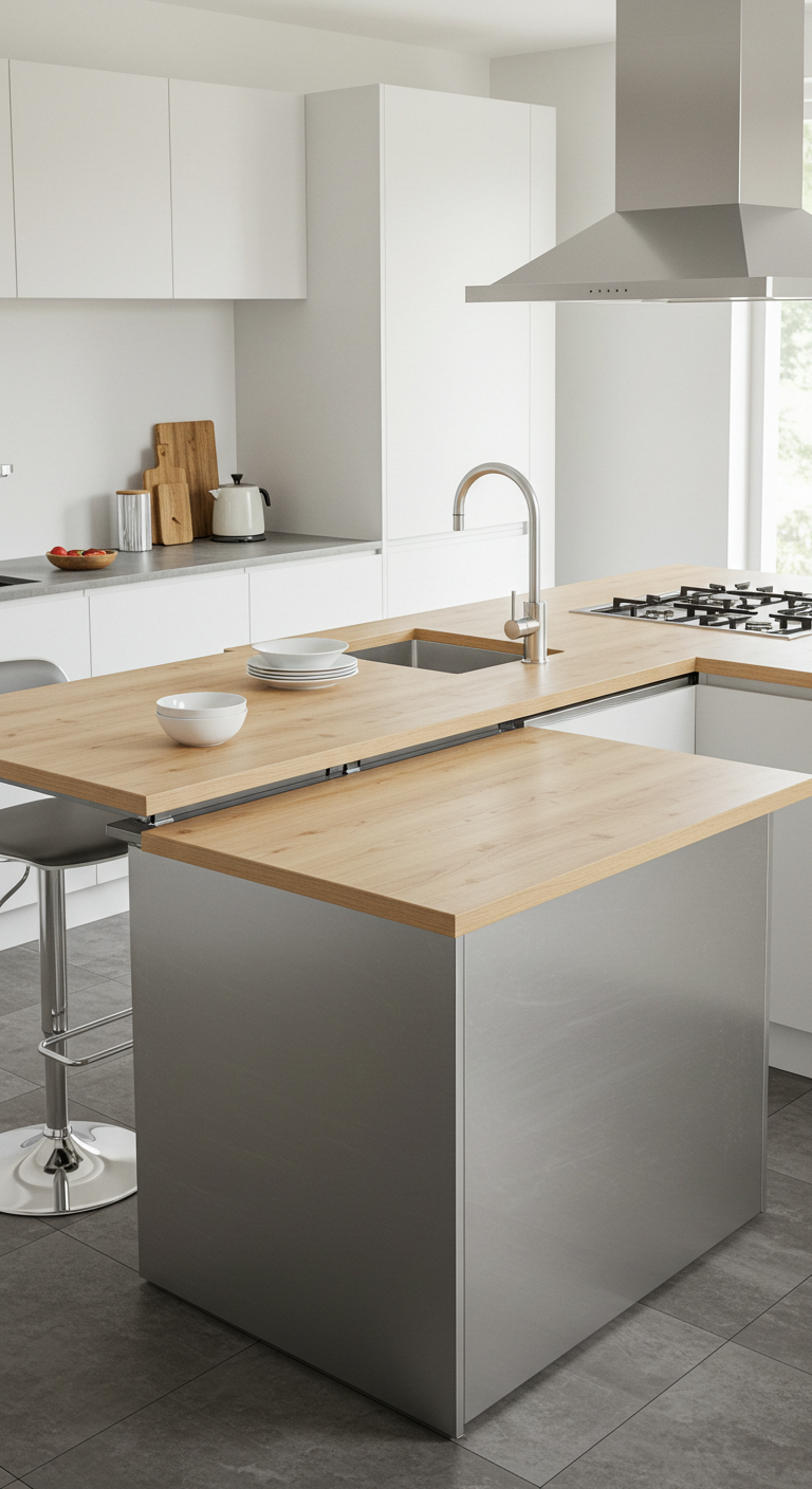 Convertible Kitchen Island that Expands & Contracts