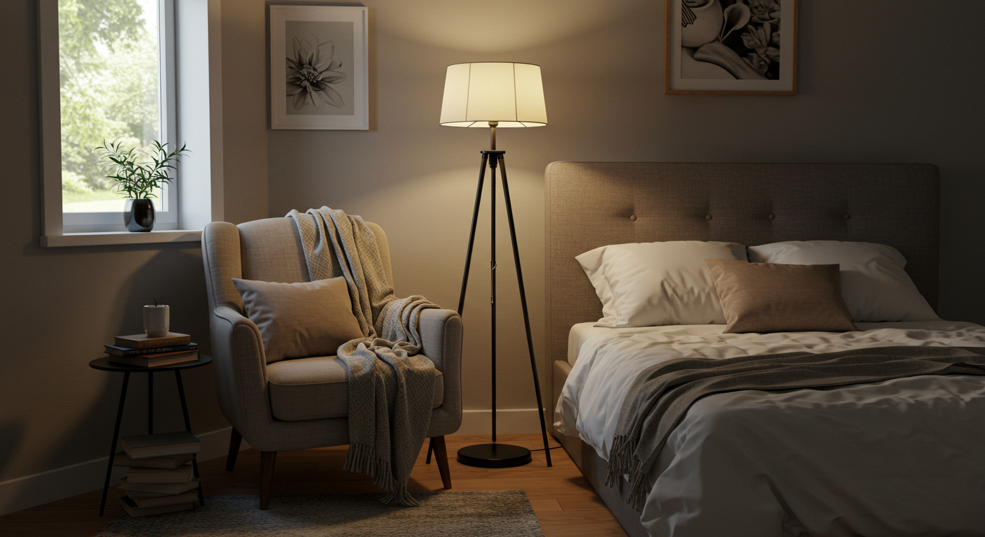 Cozy Reading Nook with a Floor Lamp