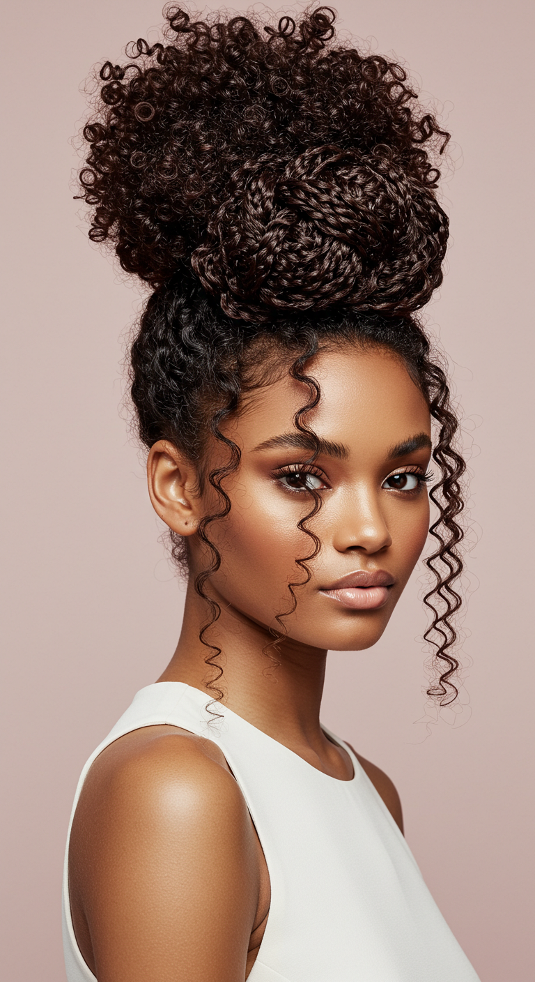 Curly Hair Knotted Bun Girl