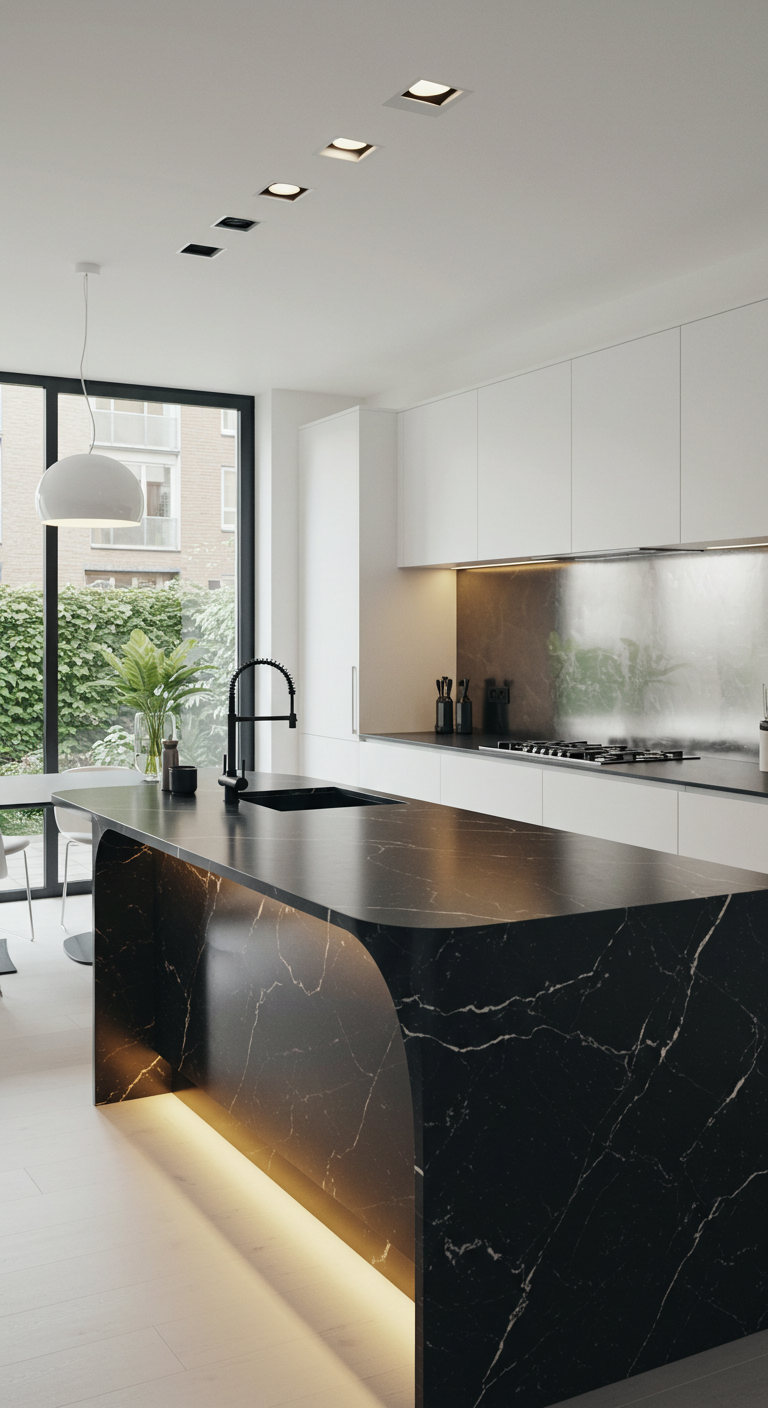 Curved Kitchen Island for a Futuristic Look