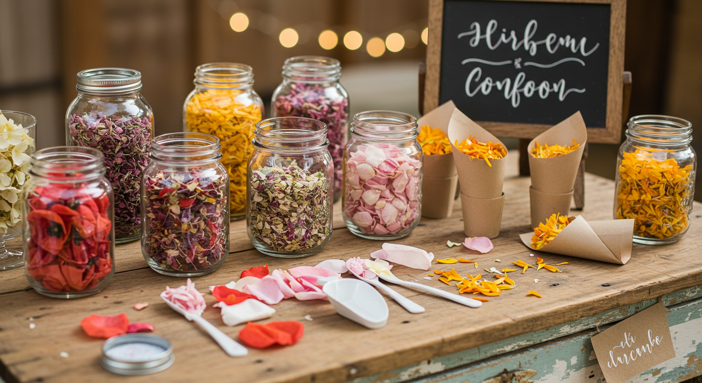 DIY Flower Petal Wedding Confetti Station