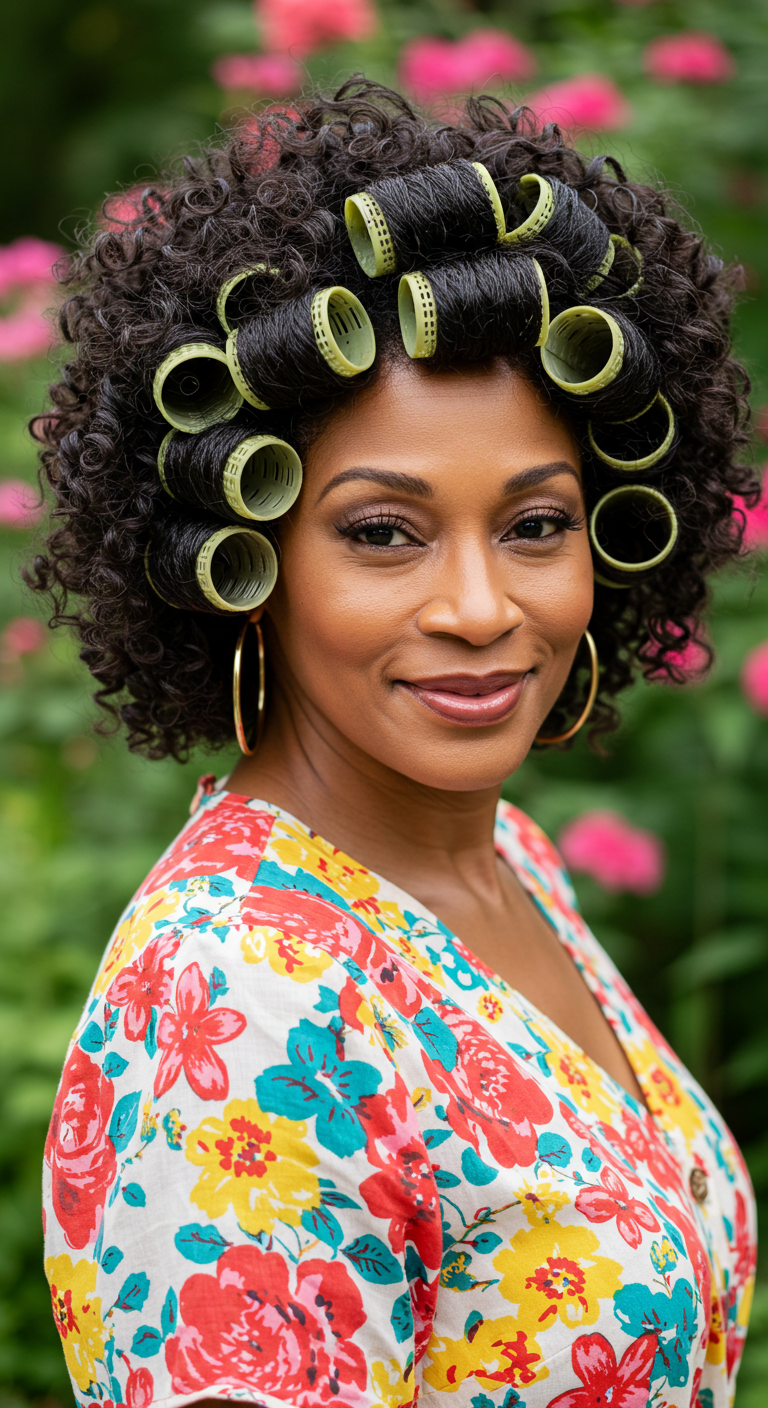 Defined Roller Set Curls for Older Black Women