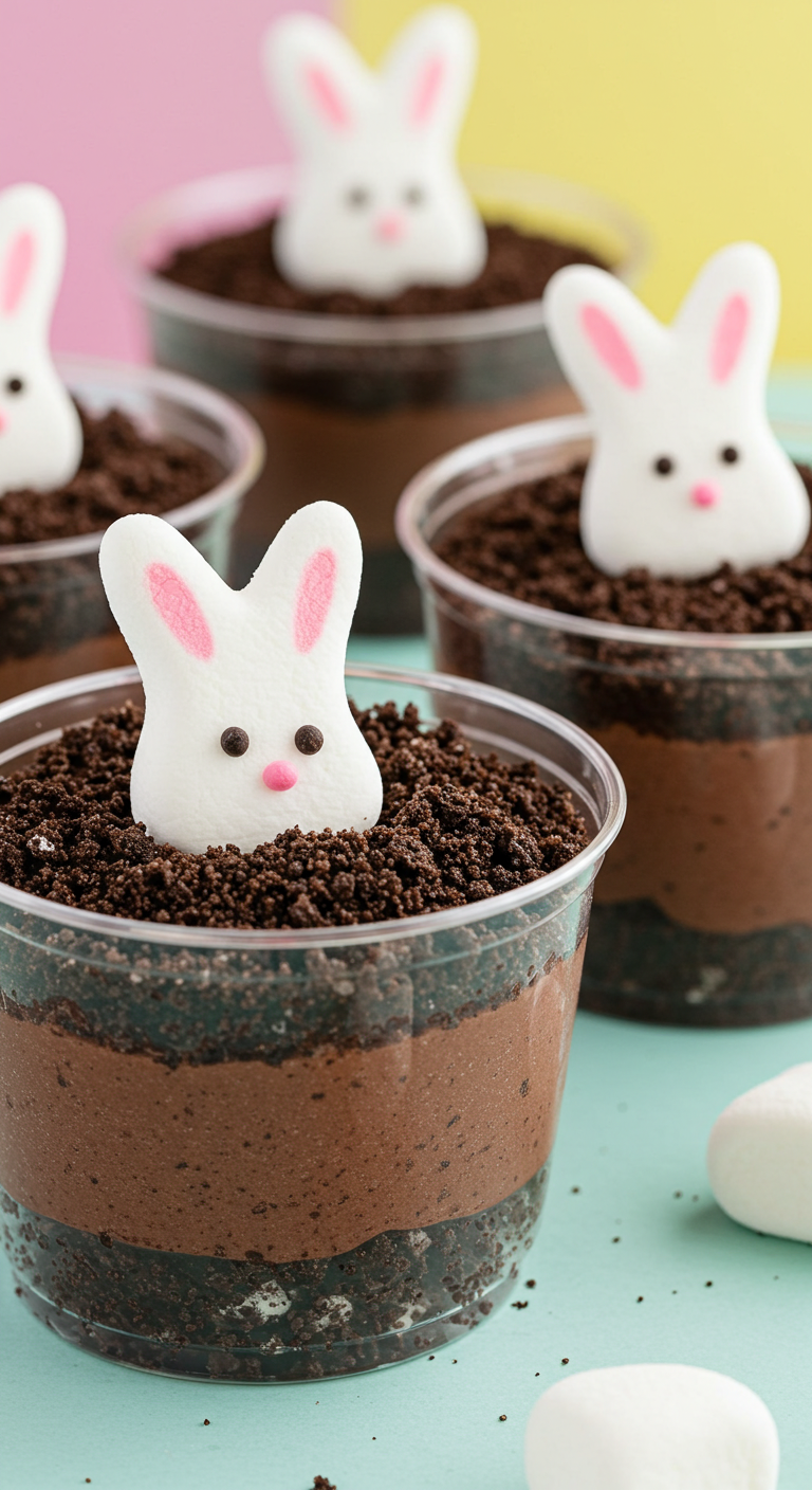 Easter Bunny Dirt Pudding Cups