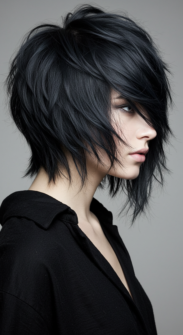 Edgy Asymmetrical Choppy Bob Hairstyle for Fine Hair