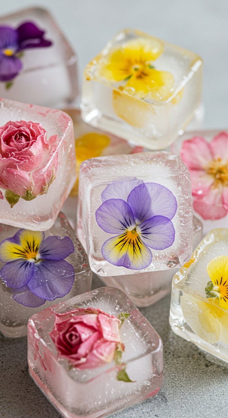 Edible Flower Ice Cubes