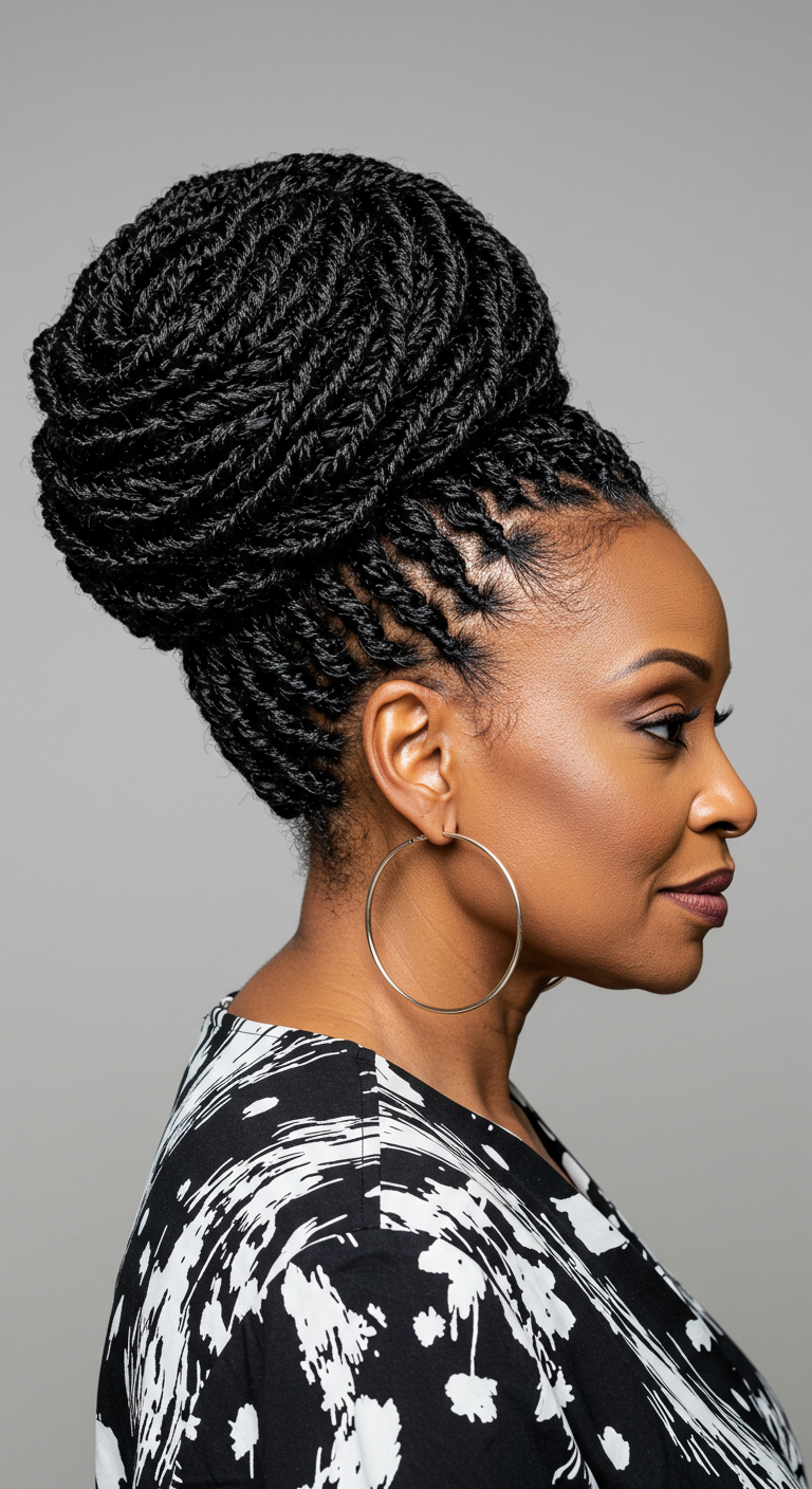 Flat Twist Updo for Older Black Women
