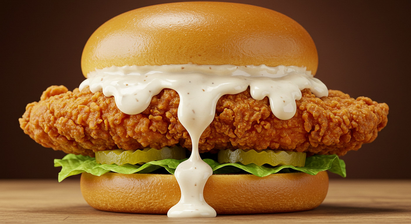 Fried Chicken Sandwich with Alabama White Sauce Spread