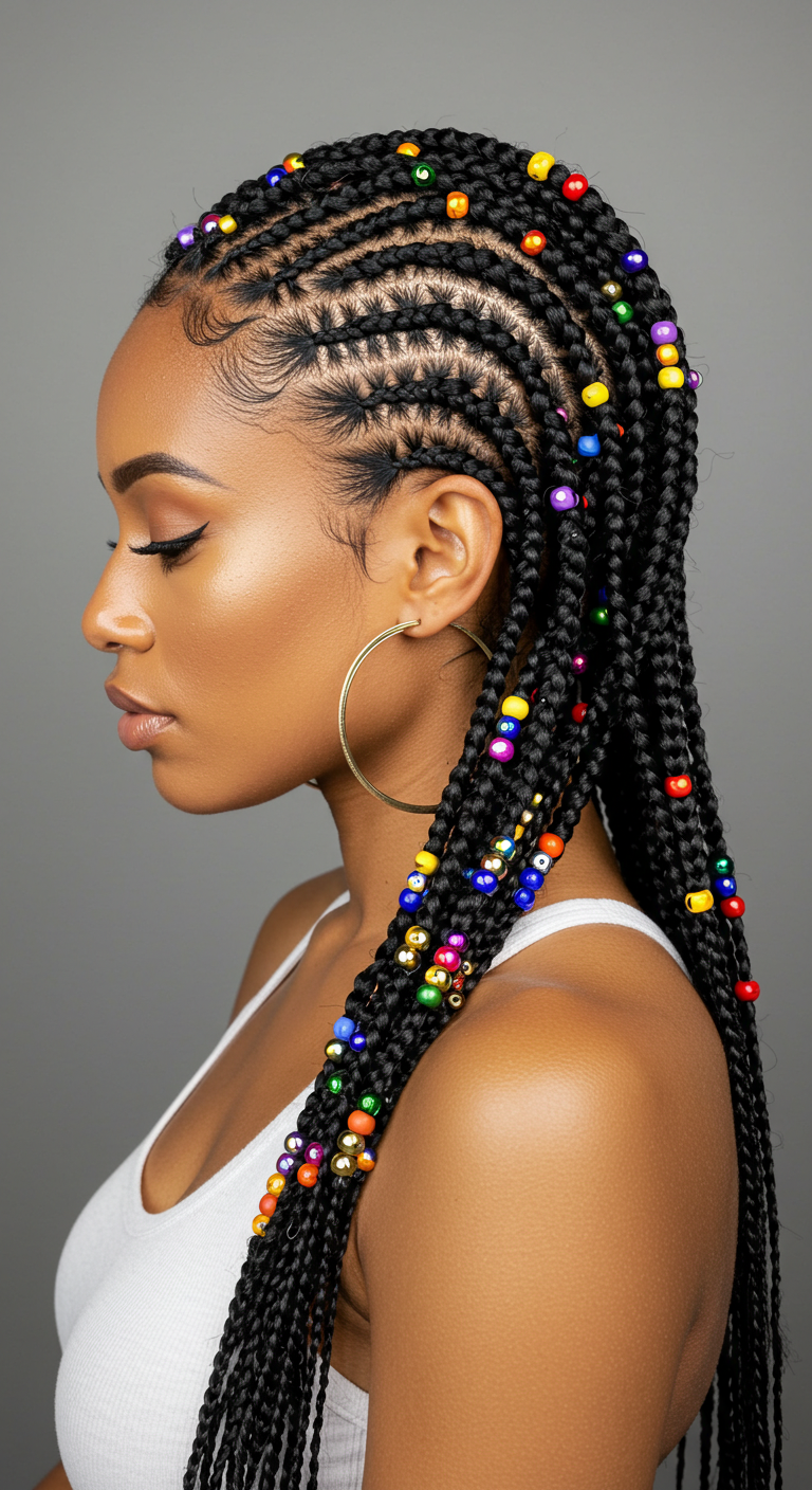 Fulani Braids with Beads Black Women Hairstyle
