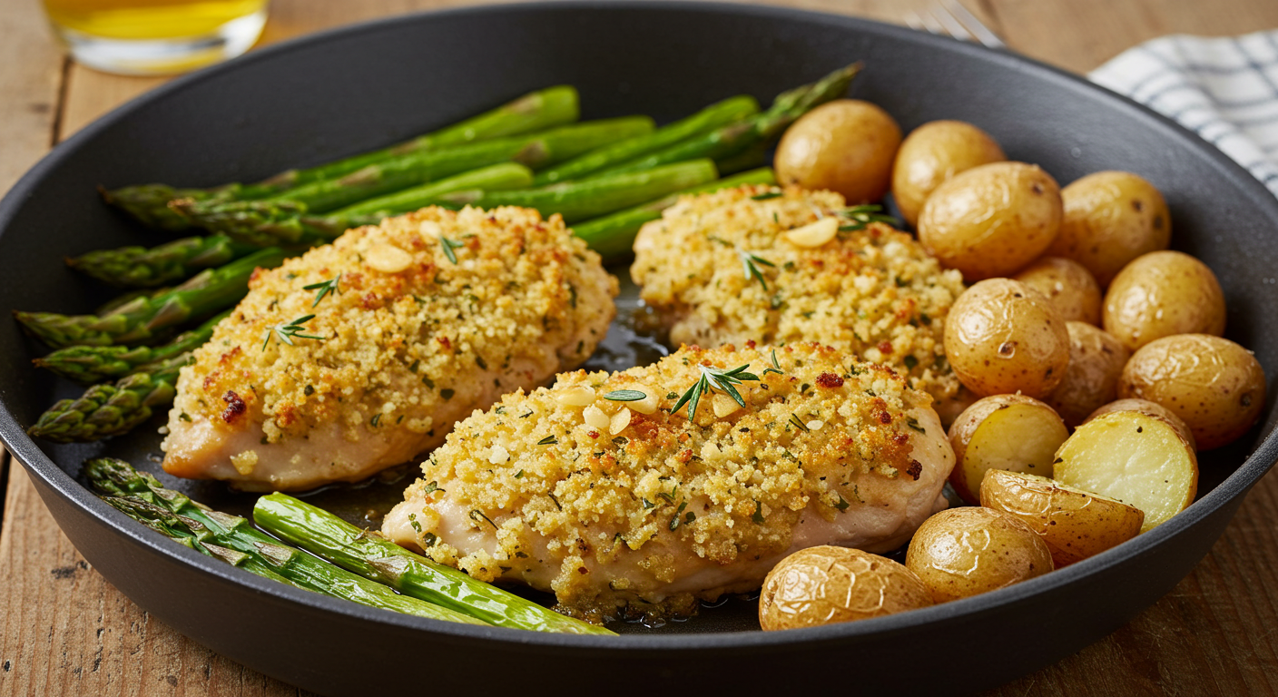 Garlic Parmesan Chicken with Asparagus