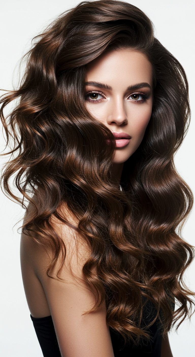 Glamorous Side-Swept Curls Curly Hair Girl