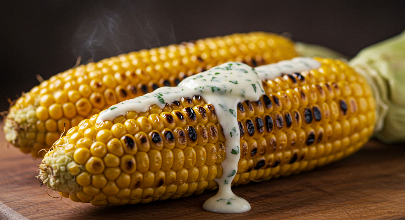 Grilled Corn on the Cob with White Sauce Butter